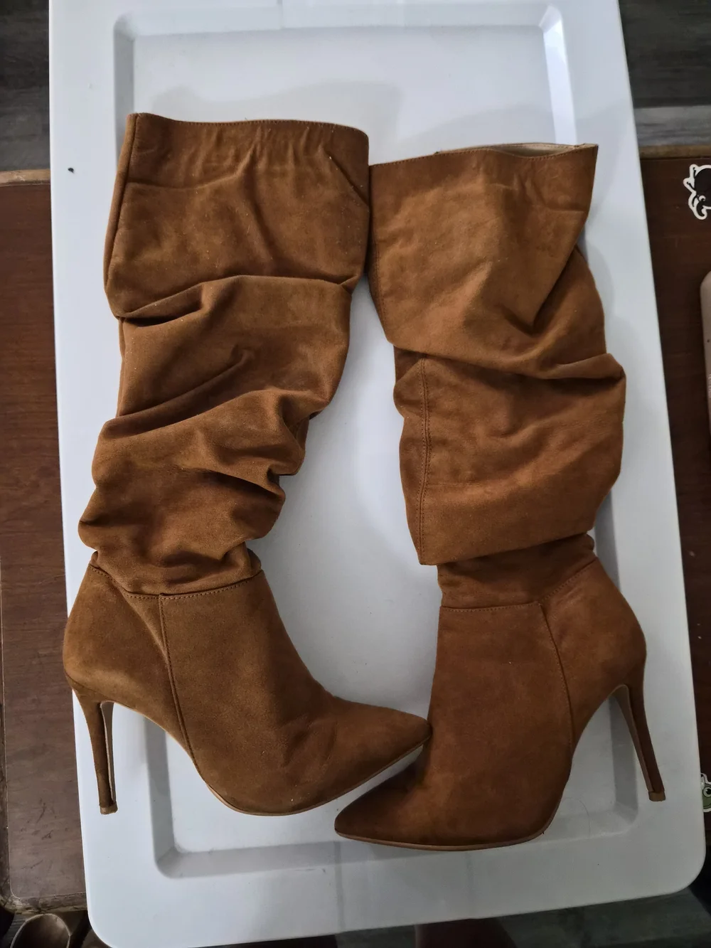 Over-the-Knee Stiletto Boots in Cognac Suede